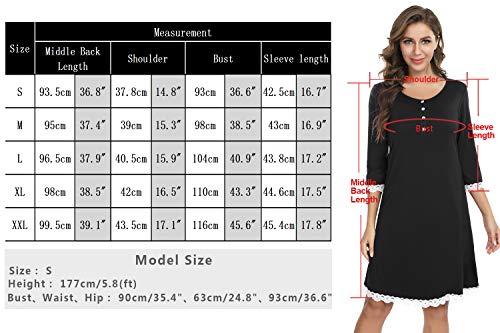 Sykooria Camisón de Maternidad para Mujeres Ropa de Dormir de Lactancia Camisón de Manga Corta de enfermería