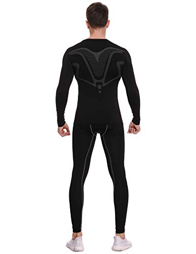 Sykooria Conjuntos Térmicos para Hombre Ropa Interior Térmica Invierno Camiseta Deporte Manga Larga y Pantalones Largos Esquí Fitness Ciclismo