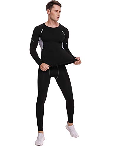 Sykooria Conjuntos Térmicos para Hombre Ropa Interior Térmica Invierno Camiseta Deporte Manga Larga y Pantalones Largos Esquí Fitness Ciclismo