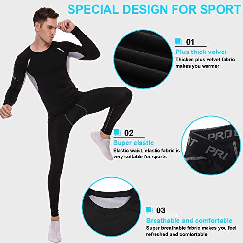 Sykooria Conjuntos Térmicos para Hombre Ropa Interior Térmica Invierno Camiseta Deporte Manga Larga y Pantalones Largos Esquí Fitness Ciclismo