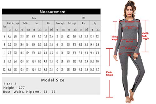 Sykooria Conjuntos Térmicos para Mujer Ropa Interior Deporte Térmica de Invierno Camiseta Manga Larga y Leggins Esquí Correr Fitness Ciclismo