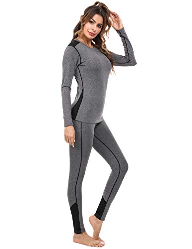 Sykooria Conjuntos Térmicos para Mujer Ropa Interior Deporte Térmica de Invierno Camiseta Manga Larga y Leggins Esquí Correr Fitness Ciclismo