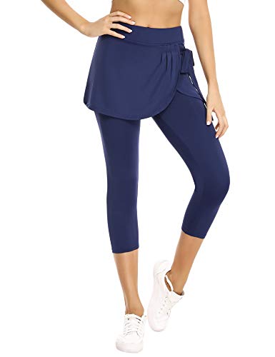 Sykooria Falda Pantalón Deportiva para Mujer Capris Faldas de Tenis y Golf 3/4 Leggins de Chándal Mujeres Correr Entrenamiento Yoga Fitness