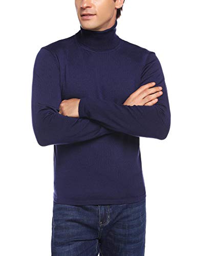 Sykooria Jersey Hombre Cuello Alto Invierno Suéter de Punto Cálido Delgado Sweater Pullover Hombre de Manga Larga