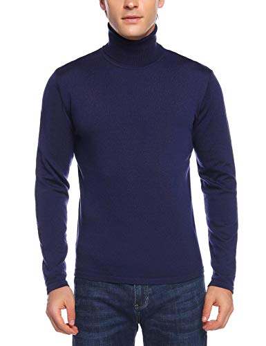 Sykooria Jersey Hombre Cuello Alto Invierno Suéter de Punto Cálido Delgado Sweater Pullover Hombre de Manga Larga