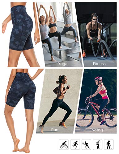 Sykooria Pantalones Cortos de Yoga para Mujer Leggings Deportivo con Bolsillos Mallas Cortas de Compresión para Running Casuales Fitness