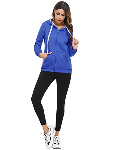 Sykooria Sudadera con Capucha para Mujer Flannel Chaqueta Deportivo con Cremallera y 2 Bolsillo Invierno Otoño para Mujeres Casual Correr Fitness