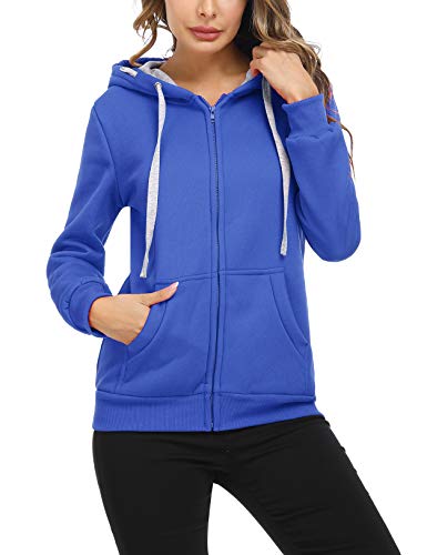 Sykooria Sudadera con Capucha para Mujer Flannel Chaqueta Deportivo con Cremallera y 2 Bolsillo Invierno Otoño para Mujeres Casual Correr Fitness