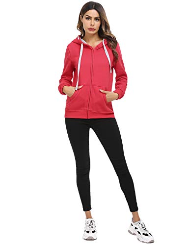 Sykooria Sudadera con Capucha para Mujer Flannel Chaqueta Deportivo con Cremallera y 2 Bolsillo Invierno Otoño para Mujeres Casual Correr Fitness