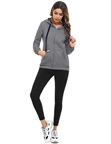Sykooria Sudadera con Capucha para Mujer Flannel Chaqueta Deportivo con Cremallera y 2 Bolsillo Invierno Otoño para Mujeres Casual Correr Fitness