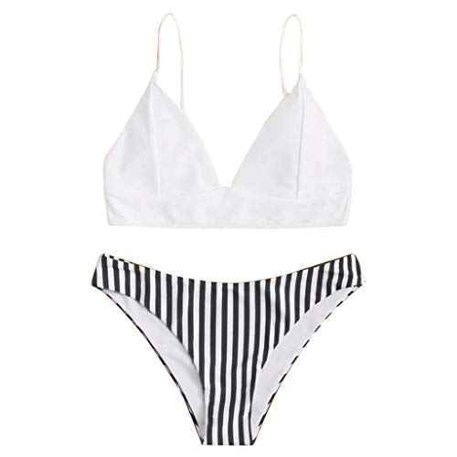 Sylar Bikinis Mujer 2020 Push Up con Relleno Conjunto de Bikini de Rayas Triángulo Traje de Baño de 2 Piezas Reductores Acolchado Sujetador Bañadores Biquinis Top Ropa de Playa M