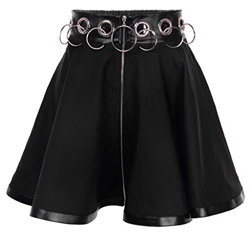 Sylar Faldas Mujer Cortas 2019 Moda Faldas Plisadas para Mujer Falda Punk Fiesta Gótica Negra Ahuecar Mini Fedal con Cremallera