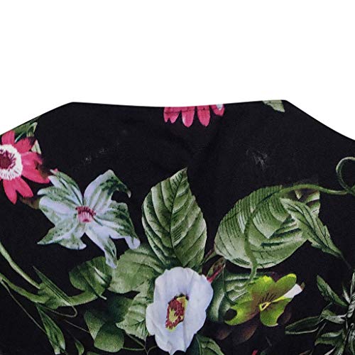 Sylar Mujer Vestido Fiesta Largo Manga Corta Vestidos Bohemia Vintage De Verano Las Mujeres Vestidos Media Manga con Cuello En V Profundo 3/4 Vestidos De Fiesta Largos De Noche Estampado Floral