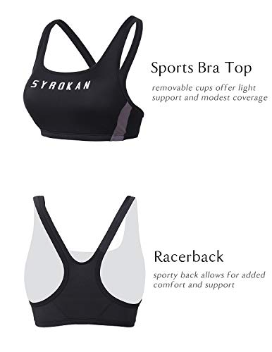 SYROKAN Mujer Bikini Traje de Baño Dos Piezas Deportivo Top Racerback Acolchado Negro # M