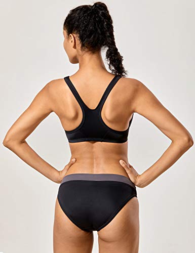 SYROKAN Mujer Bikini Traje de Baño Dos Piezas Deportivo Top Racerback Acolchado Negro # M