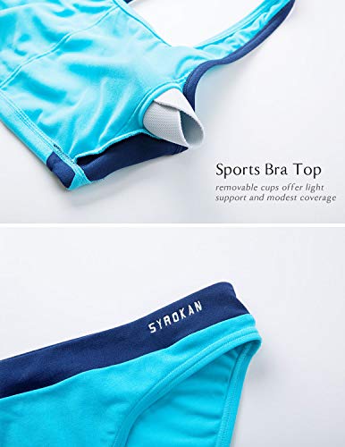 SYROKAN Mujer Bikini Traje de Baño Dos Piezas Deportivo Top Racerback Acolchado Turquesa S