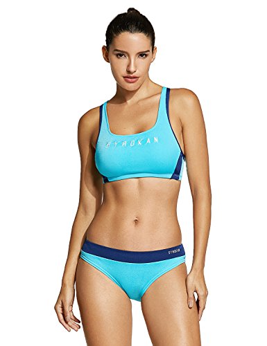 SYROKAN Mujer Bikini Traje de Baño Dos Piezas Deportivo Top Racerback Acolchado Turquesa S