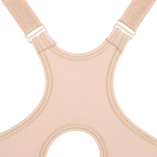 SYROKAN - Sujetador Deportivo con Aros Espalda Deportiva Sin Relleno para Mujer Beige 95B