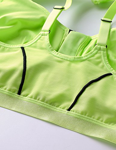 SYROKAN - Sujetador Deportivo con Cremallera Delantera para Mujer Verde 85B