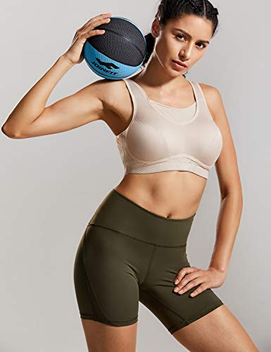 SYROKAN - Sujetador Deportivo para Mujer Sujetador Sport Medium Tallas Grandes Beige# 110D