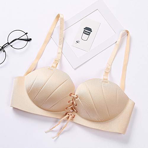 T-YIFUZX Sujetadores para Mujer Sujetador inalámbrico de Color Liso Simple Bralette Sólido Sujetador inalámbrico de Confort Simple Beige 75A
