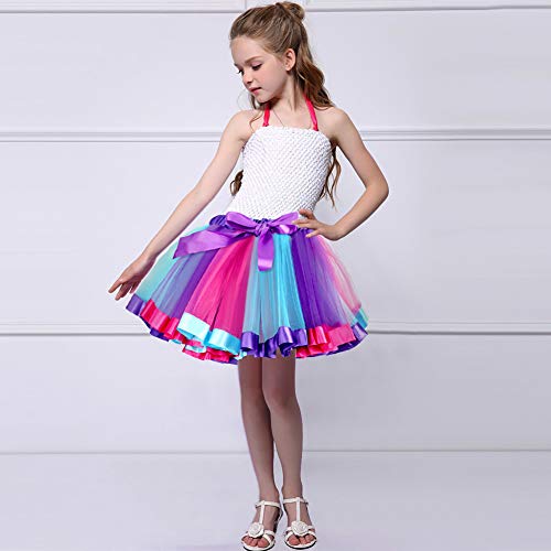 Tacobear 2piezas Falda Tutu para Niñas Dancewear Arco Iris Falda de Tul Danza Falda Girls Rainbow Layered Tutu Skirt