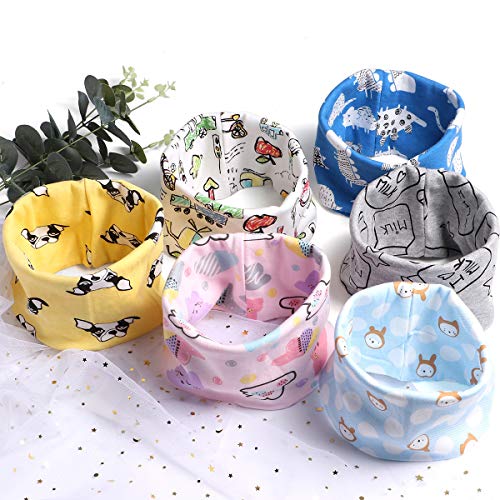 Tacobear 6 Piezas Bufanda Cuello Niño Pañuelos Bufanda Bebé Algodón Suave Calentador de Cuello Viaje Al aire libre Bufandas Pañuelos Cuello para Niños Niñas 0-3 Años (Dibujos Animados)