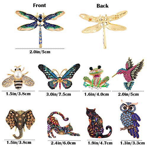 Tacobear 9 Piezas Conjunto de Broche de Mujer Broches de Animales Insectos Coloridos Broche de Cristal de Insectos para Favores de Fiesta de Niñas Mujeres