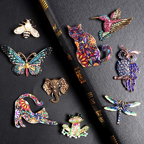Tacobear 9 Piezas Conjunto de Broche de Mujer Broches de Animales Insectos Coloridos Broche de Cristal de Insectos para Favores de Fiesta de Niñas Mujeres