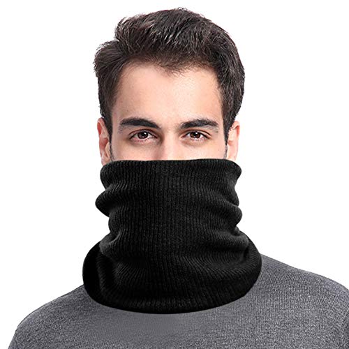 Tacobear Bufanda Hombre Bufandas Invierno Mujer Caliente de Punto Forro Polar Loop Bufanda Esquí Moto Ciclismo Tubular Calentador de Cuello Braga Bufanda para Mujer Hombre (Negro)