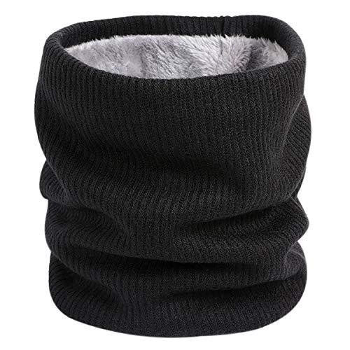 Tacobear Bufanda Hombre Bufandas Invierno Mujer Caliente de Punto Forro Polar Loop Bufanda Esquí Moto Ciclismo Tubular Calentador de Cuello Braga Bufanda para Mujer Hombre (Negro)
