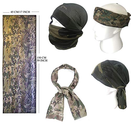 Táctica Bufanda Camuflaje, QMFIVE Hombres y mujeres Unisex Tocado militar multiusos Estilo Tocado Bufanda para campo militar Actividades al aire libre (Multicam)