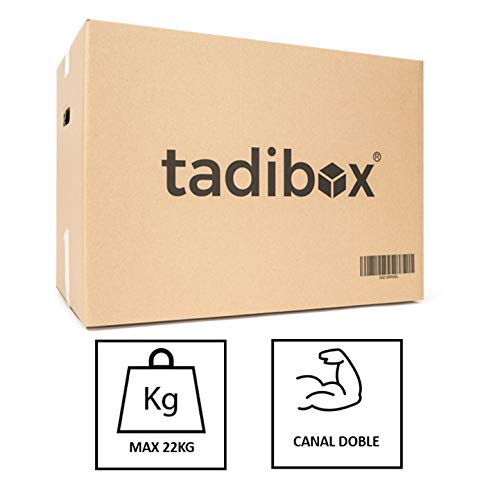 Tadibox L - 7 Cajas de cartón para mudanza y almacenaje con asas - Fabricadas en España - 47x35x39cm - Resistente con canal doble - Eco box