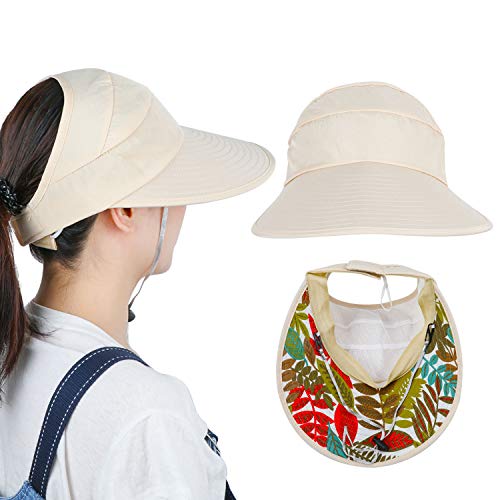 TAGVO Señoras Sombrero para el Sol Mujeres Sombrero de ala Grande Visera Protectora Empaquetable Sombrero de Viaje de Verano Pliegue Enrollable Gorra de Playa