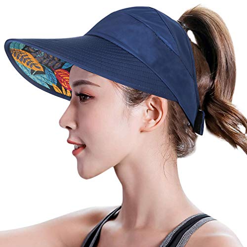 TAGVO Señoras Sombrero para el Sol Mujeres Sombrero de ala Grande Visera Protectora Empaquetable Sombrero de Viaje de Verano Pliegue Enrollable Gorra de Playa