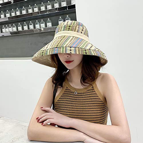 TAGVO Señoras Sombreros para el Sol Verano de ala Ancha Protección UV Mujeres Cubos Sombreros Viseras de Playa Plegables Gorras con Correa
