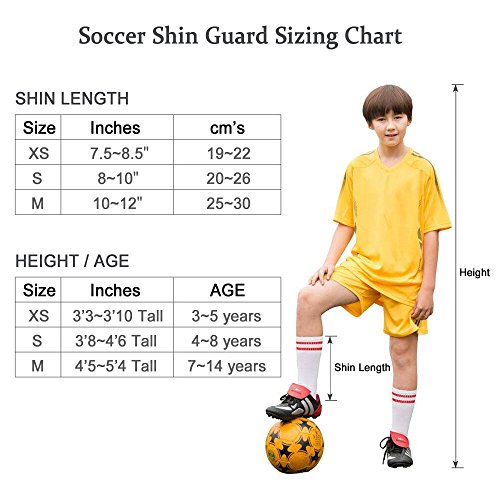 TAGVO Soccer Shin Guards, Equipo de fútbol para niños con protección para Mangas de Tobillo, Talles para jóvenes Child Soccer Shin Pastillas para niños Chicas