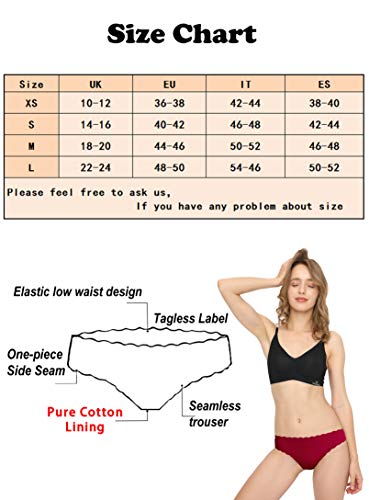 Tanga para Mujer Thong Sexy Braguita de Lisas Ropa Interior Cómodo Sin Costuras Señoras Pack de 3/6(Multicolor S)