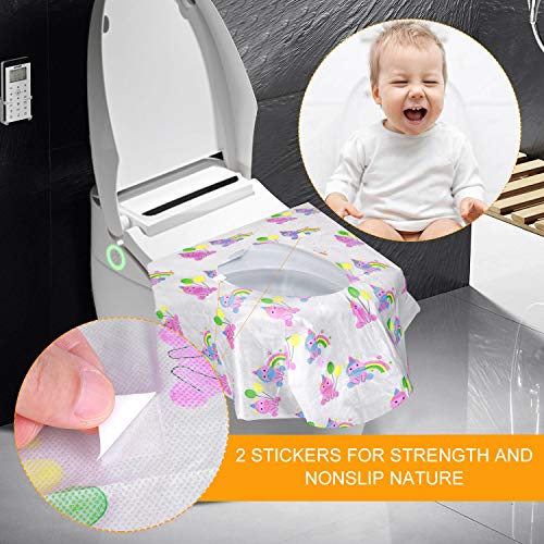 TankerStreet 20 Piezas Asiento de Inodoro Desechable Tela No Tejida Modo Unicornio Desechable WC para Baño Antibacteriano Portátil Protector Desechables Papel para Niños, Adultos (63x66cm)