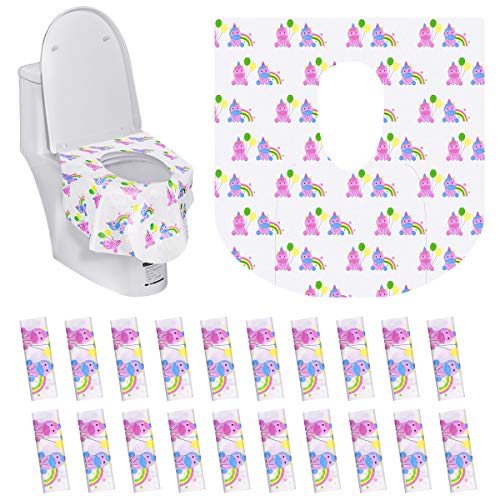 TankerStreet 20 Piezas Asiento de Inodoro Desechable Tela No Tejida Modo Unicornio Desechable WC para Baño Antibacteriano Portátil Protector Desechables Papel para Niños, Adultos (63x66cm)