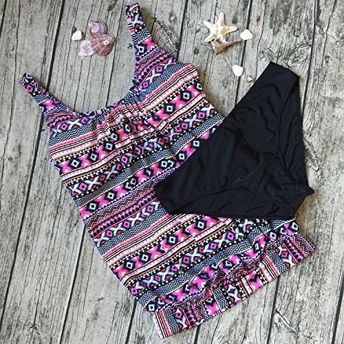 Tankini Floral Traje de Baño Dos Piezas Push up para Mujer bikini conjuntos de dos piezas Beachwear Swimsuit -2018 (H, M)