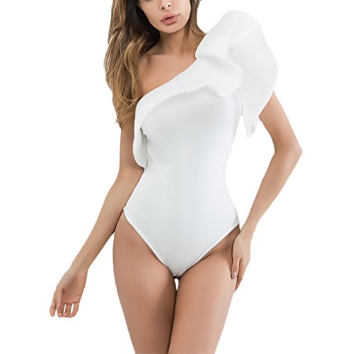 Targogo Body Mujer Fiesta Para Vestir Verano Playa Bodies Hombro Inclinado Volantes Slim Fit Vintage Moda Asimetricas Irregular Bodys Bodysuit Blusas Top