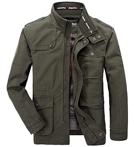 Targogo Clásico Otoño Invierno Algodón Army Bomber Outdoor Chaqueta Modernas Casual Fields Ntel Cazadora Chaqueta De Caza (Color : Armee Grün, Size : 3XL)