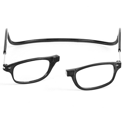 TBOC Pack: Gafas de Lectura Presbicia Vista Cansada – (Dos Unidades) Graduadas +3.00 Dioptrías Montura Negra Hombre Mujer Imantadas Plegables Lentes Aumento Leer Ver Cerca Cuello Imán