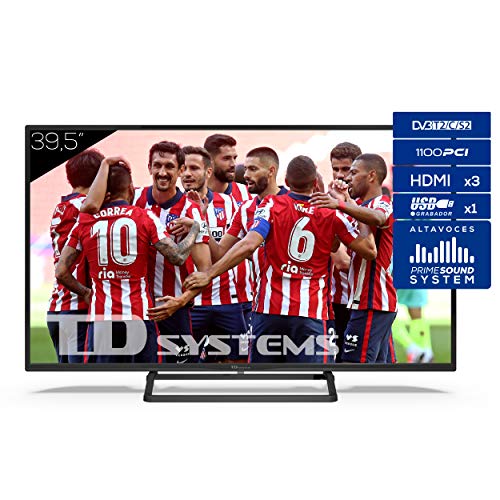 TD Systems Televisor 3X HDMI, VGA, USB, 1100 PCI Hz, Grabador Reproductor, DVB-T2/C/S2 Modo Hotel - K40DLX11F 39,5 Pulgadas