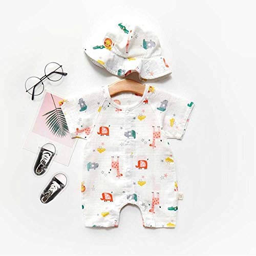 Teansan Baby MUSETHUIT Ropa Infantil de la Manga Corta recién Nacida Corta del Mameluco Traje de Kimono Cuello Suave cómodo Lindo Primavera Verano # 2 (Color : 1, Tamaño : 66cm)