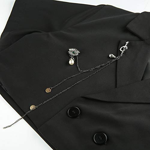 TENDYCOCO Blazer Corto de Manga Corta para Mujer Chaqueta Casual de Moda Blazer Elegante con Cuello Abierto para Dama Niñas- (Talla M Negro)