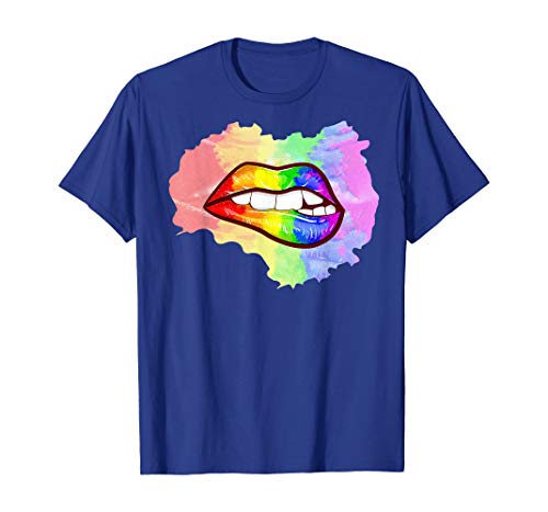 Tengyuntong Camisetas y Tops Polos y Camisas, Camiseta con Labios arcoíris de Boca Colorida
