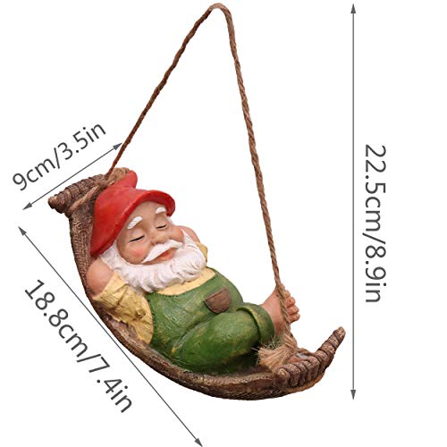 TERESA'S COLLECTIONS Adornos de Jardin Gnomo Decoración, Resina Impermeable, Ornamento Colgante para Césped al Aire Libre o Regalo para Niños, Decoración para Casa, Césped