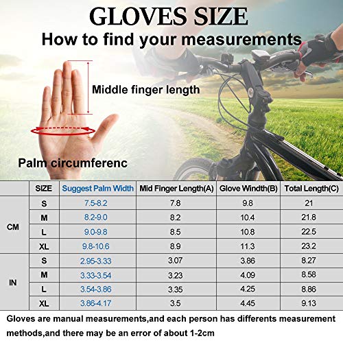 TEUEN Guantes Ciclismo Dedos Largos Guantes MTB con Pantalla Táctil Guantes Bicicleta Montaña para Hombre Mujer Guantes De Ciclismo con Acolchadas De Gel (Negro, M-Medio)
